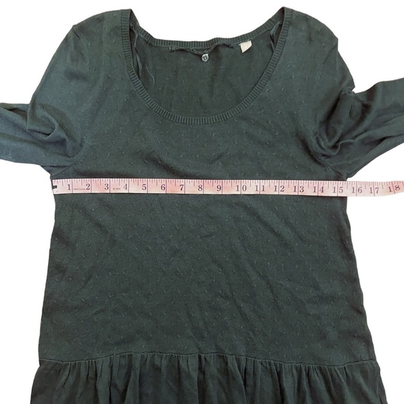 Knitted and Knotted Anthropologie Dark Green Ruffle Hem Sweater Women's Small - Picture 8 of 11